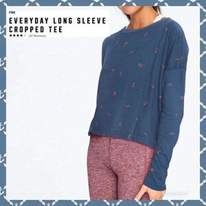 🆕PINK GIRLFRIEND LONG SLEEVE CHERRIES CROPPED TEE M🆕